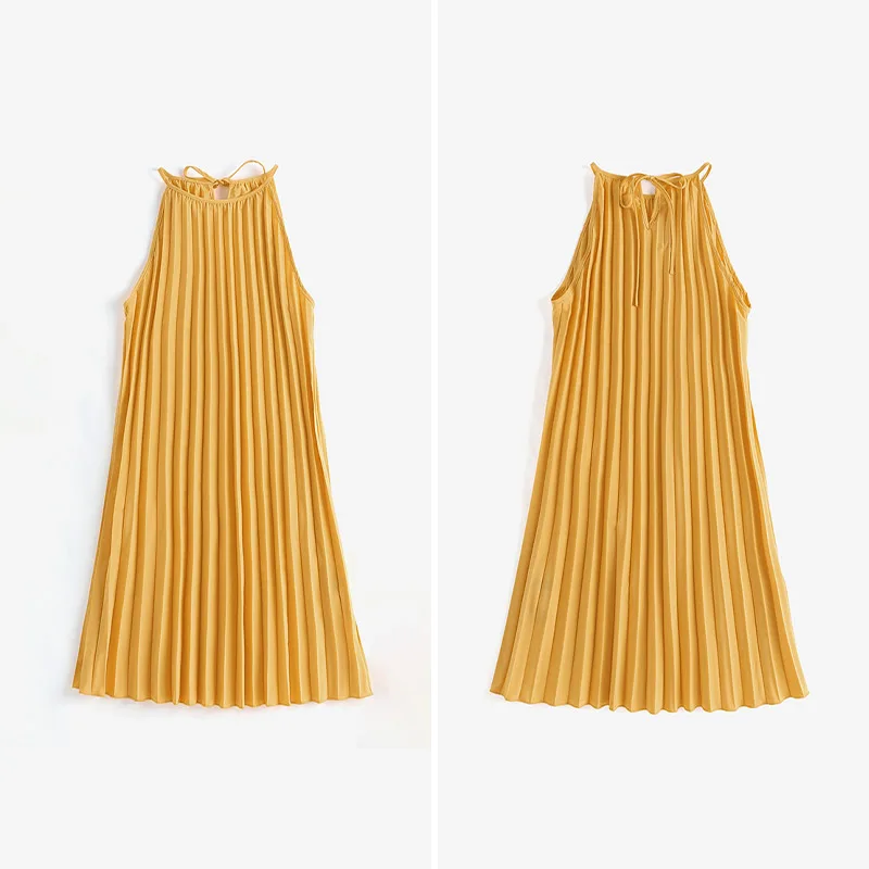2024 Sexy Straps Mini Sundress Celmia Women Sleeveless Pleated Dress Party Summer Casual Loose O Neck Short Robes Oversize Dress