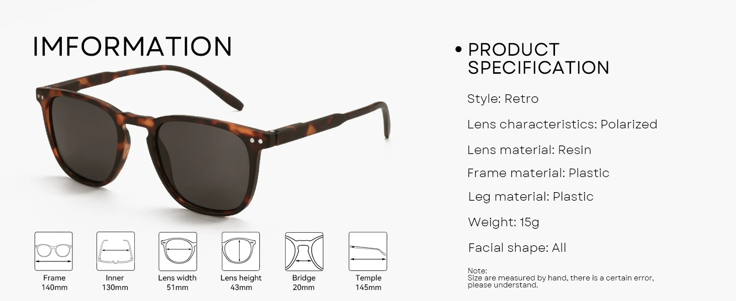 ZENOTTIC Retro kleine runde/quadratische polarisierte Sonnenbrille Vintage leichter Rahmen für Männer Frauen Fashion Shade – Detail 14