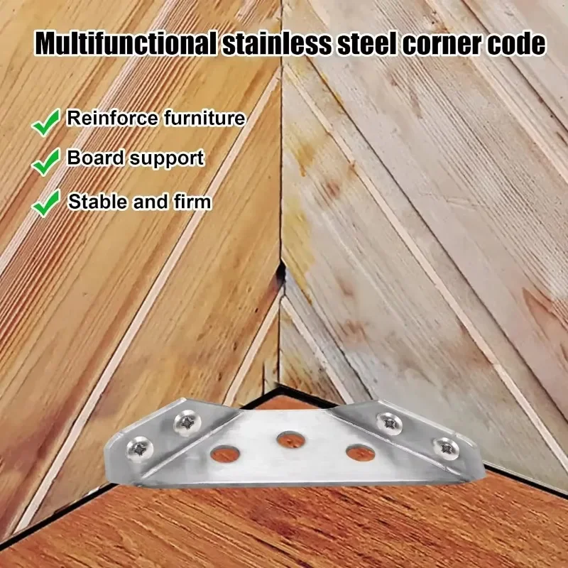 Universal Furniture Angle Connector Stainless Steel Corner Brackets Cabinet Angle Shelf Support Fixed Brace Kits Screw