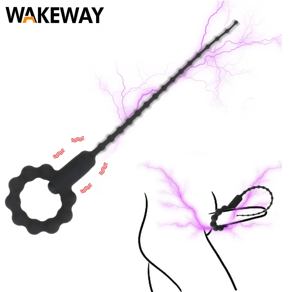 

WAKEWAY Urethral Vibrator Catheter Penis Plug Silicone Horse Eye Vibrating Urethra Sound Dilator Sex Toys for Men Masturbator