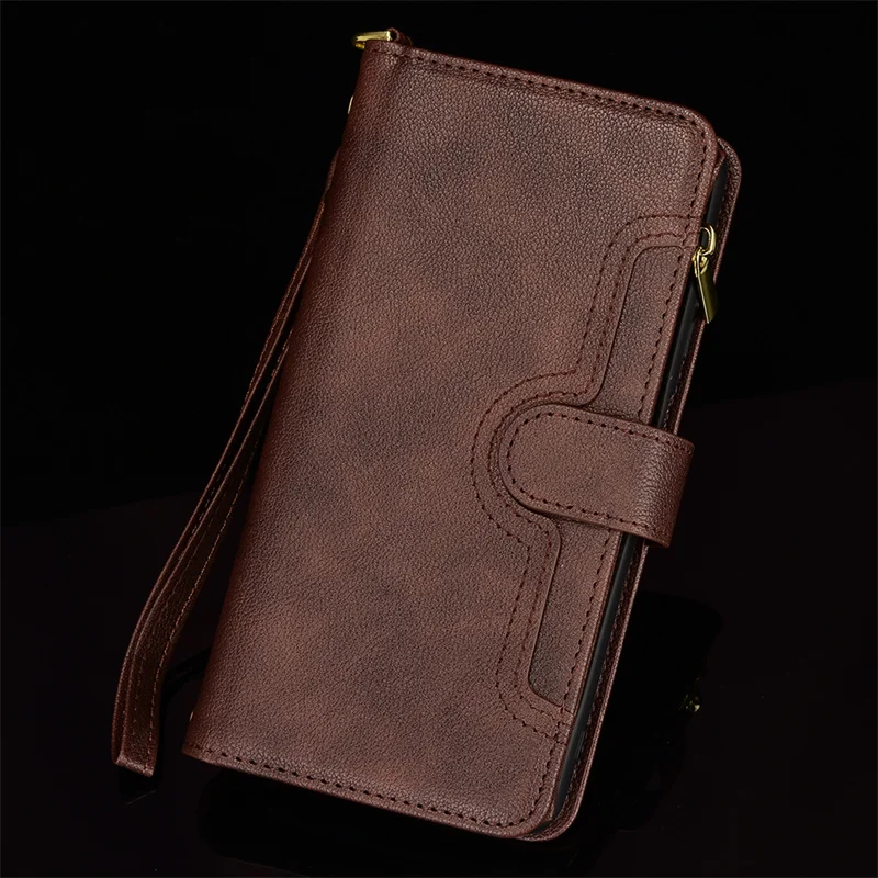 

Leather Wallet For VIVO Y3S 2021 Case Magnetic Zipper Wallet Mobile Retro Wallet Flip vivo y3s Card Stand