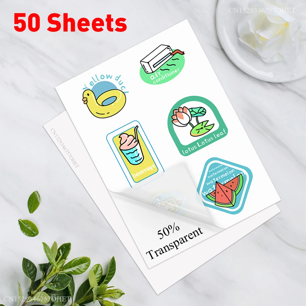 A4 Self-Adhesive Vinyl Sticker Paper - 50 Sheets for DIY Projects and Crafts