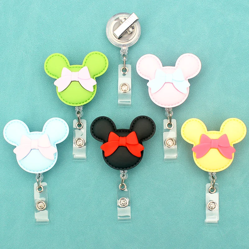 

Big Size Minnie Style 360° Badge Reel Nurse Workers Enfermera ID Holder Girl Boy Retractable Name Card Holder Accessory