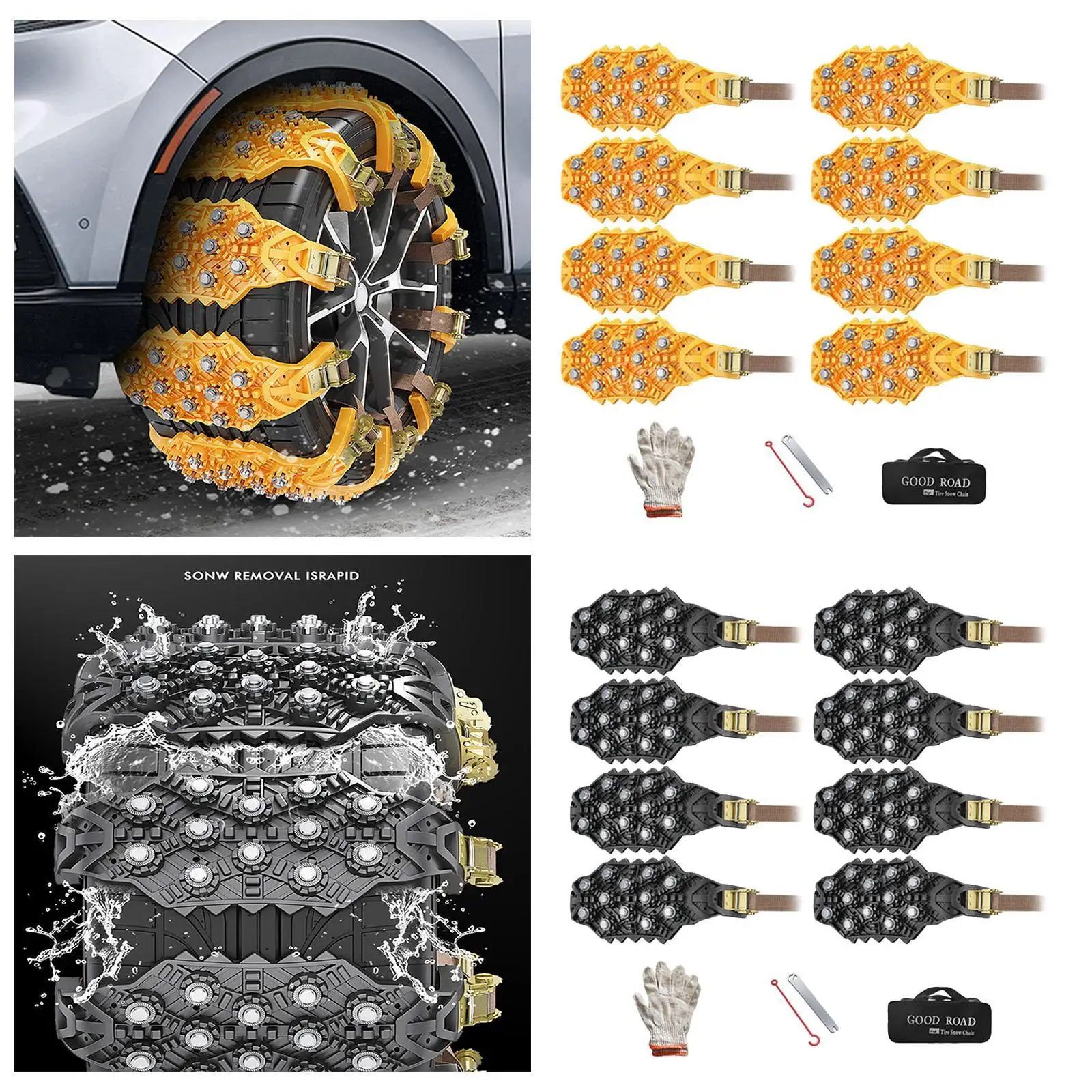 8x Snow Chains Snow Tire Chains Easy Installation for Car Tires Tire