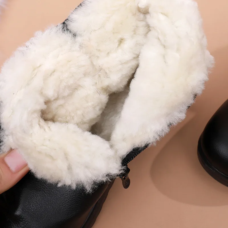 winter women's genuine leather ankle Wedges boots Casual Comfortable Warm Woman Snow Boots free shipping