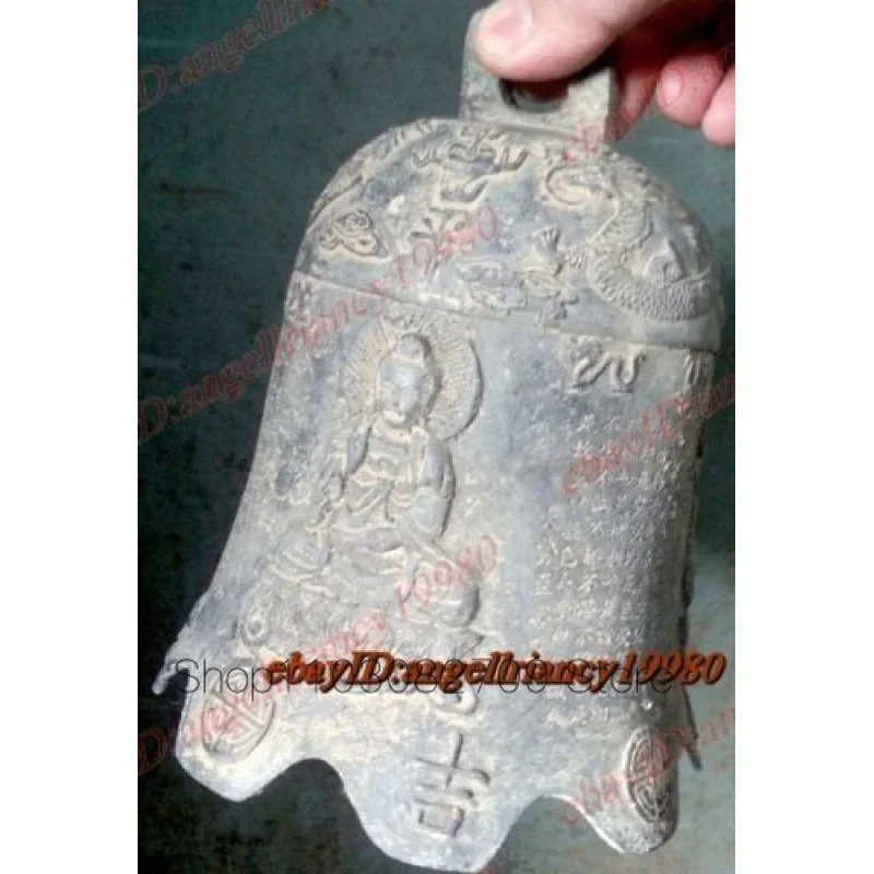 

Collectables! Old bronze Dragon Kwan-Yin Buddha Vintage peace Bell 17cm
