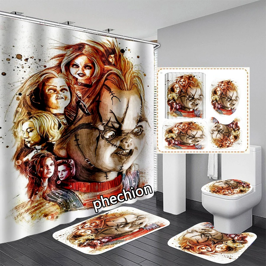 

Занавеска для душа phechion VR268, водонепроницаемая противоскользящая шторка для ванной комнаты с 3D принтом ужасов, коврик для ванной комнаты