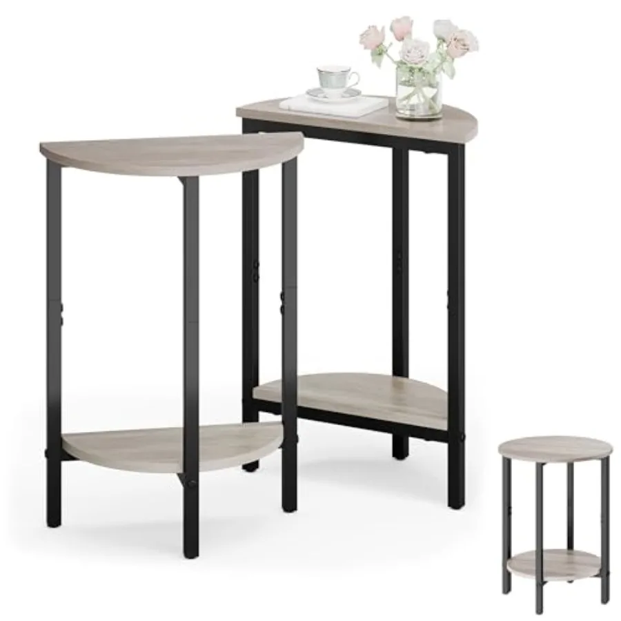 Side Tables Small End Tables Set of 2 Half Round Side Table for Living Room 2 Tier Couch Side Table Small Round Coffee Table Ac