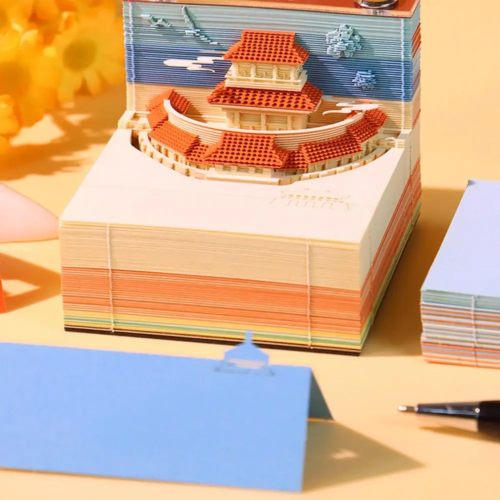 3D Memo Pad Alte Architektur Papier Carving Kunst Notizblock Mit Stift Halter 3D Nicht-stick Haftnotiz DIY Papier Notizen – Detail 16