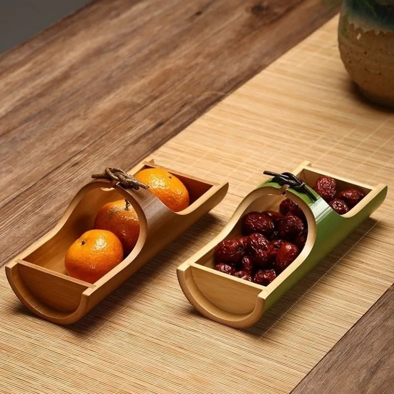

Tea Tray Bamboo Chinese Fruit Tray Engagement Retro Dim Sum Snacks Wedding Cafe Living Room Household Simple Bamboo Fruit Plate