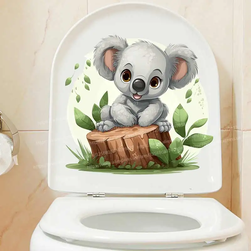 Cute Baby koala Toilet Sticker Bathroom Toilet Cover Sticker Wall Stickers Animal Accessories For Home BathRoom Decoration S18