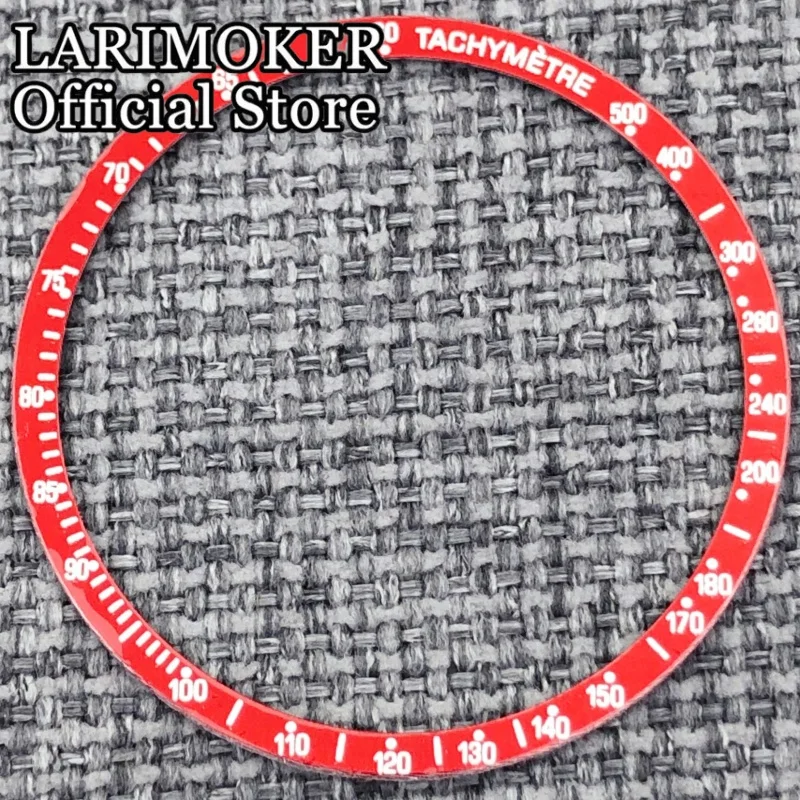 LARIMOKER Flacher Aluminium-Lünetteneinsatz 38,5 * 34 mm Orange Rot Y-Meter Passend für 39,6 mm Chronograph VK63 Uhrengehäuse Modifizierte Uhrenteile – Detail 10