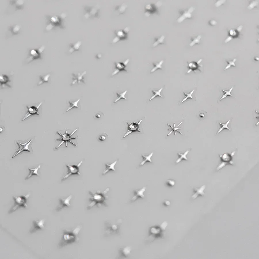 Simple Laser Bronzing Gold Silver Mini Star Rhinestone INS 5D Relief Self Adhesive Nail Art Decoration Sticker 3D Manicure Decal 6