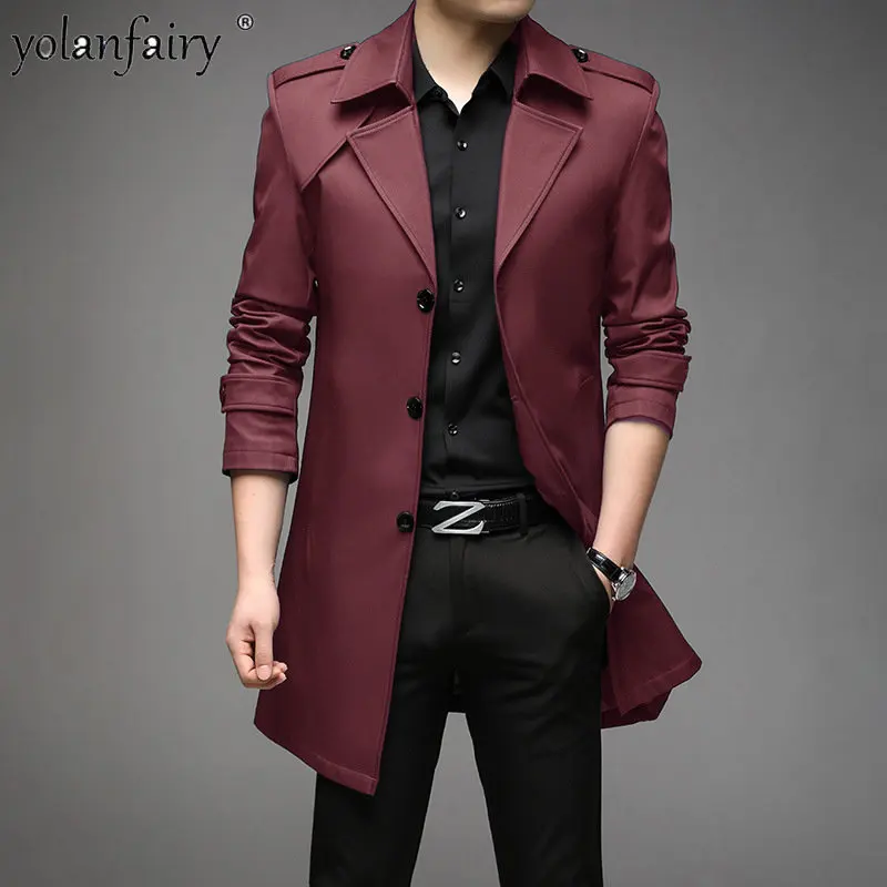 

Long Jackets for Men Long Coat 2023 New In Outwears Men's Simple Medium Long Autumn Trench Coat Male Light Luxury Top Men Jacket