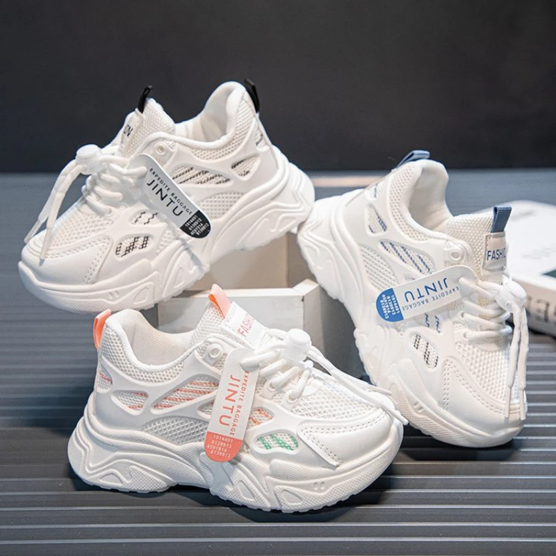 Kid Sneakers Thick Sole Casual Light Running Shoes Boys Girls Comfortable Mesh Chunky Sneaker for Children Walking Footwear kids shoes