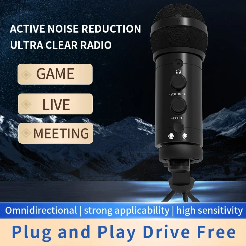 스튜디오 콘덴서 USB 마이크 컴퓨터 PC 마이크 키트, 조정 가능한 붐 암 스탠드, 충격 마운트, 악기 스트리밍용