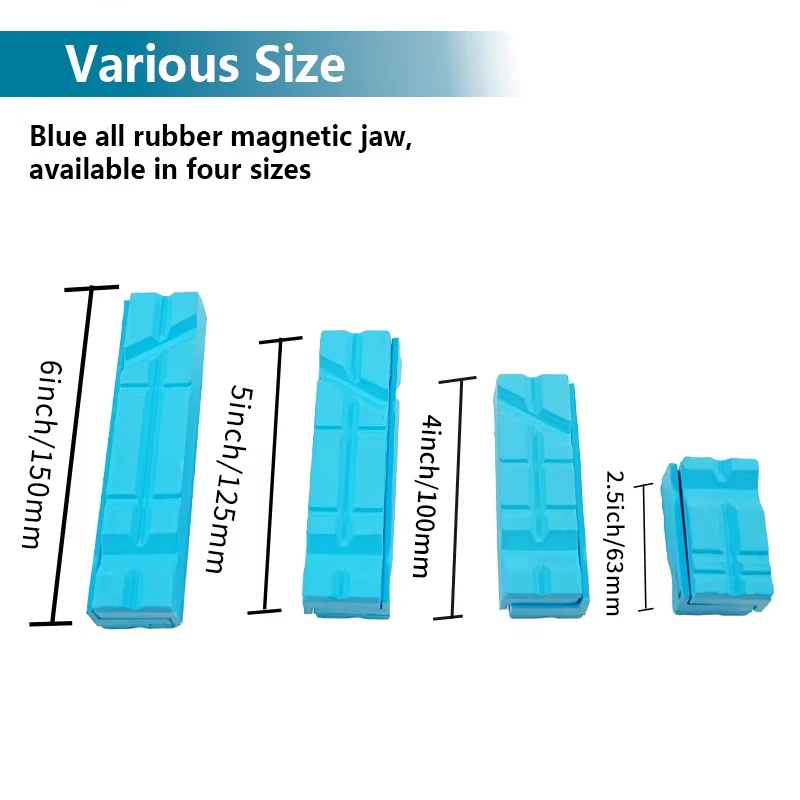 Blauer Gummi-Schraubstock, magnetische Schutzhülle, Schutzstreifen, Backen für 2,5/4/5/6 Zoll Handwerkzeuge, Schraubstock-Schutz, Zubehör