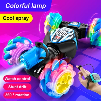 2023 Newest RC Stunt Car 2.4G Remote Control Cars RC Watch Gesture Sensor LED Rotation Gift Electronic Toy for Kids Boys