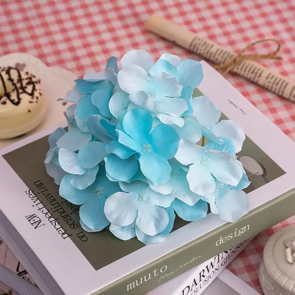 50pcs Artificial Silk Hydrangea Flower Head Wedding Path Decoration Bouquet Filler Home Hotel DIY Flowers Wall Accessories