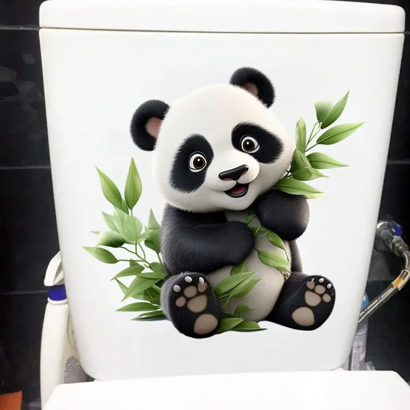MT09# Cute Panda Toilet Seat Stickers Self-adhesive Animal Stickers Toilet Bathroom Decoration Water-proof Decal, wall stickers,toilet stickers