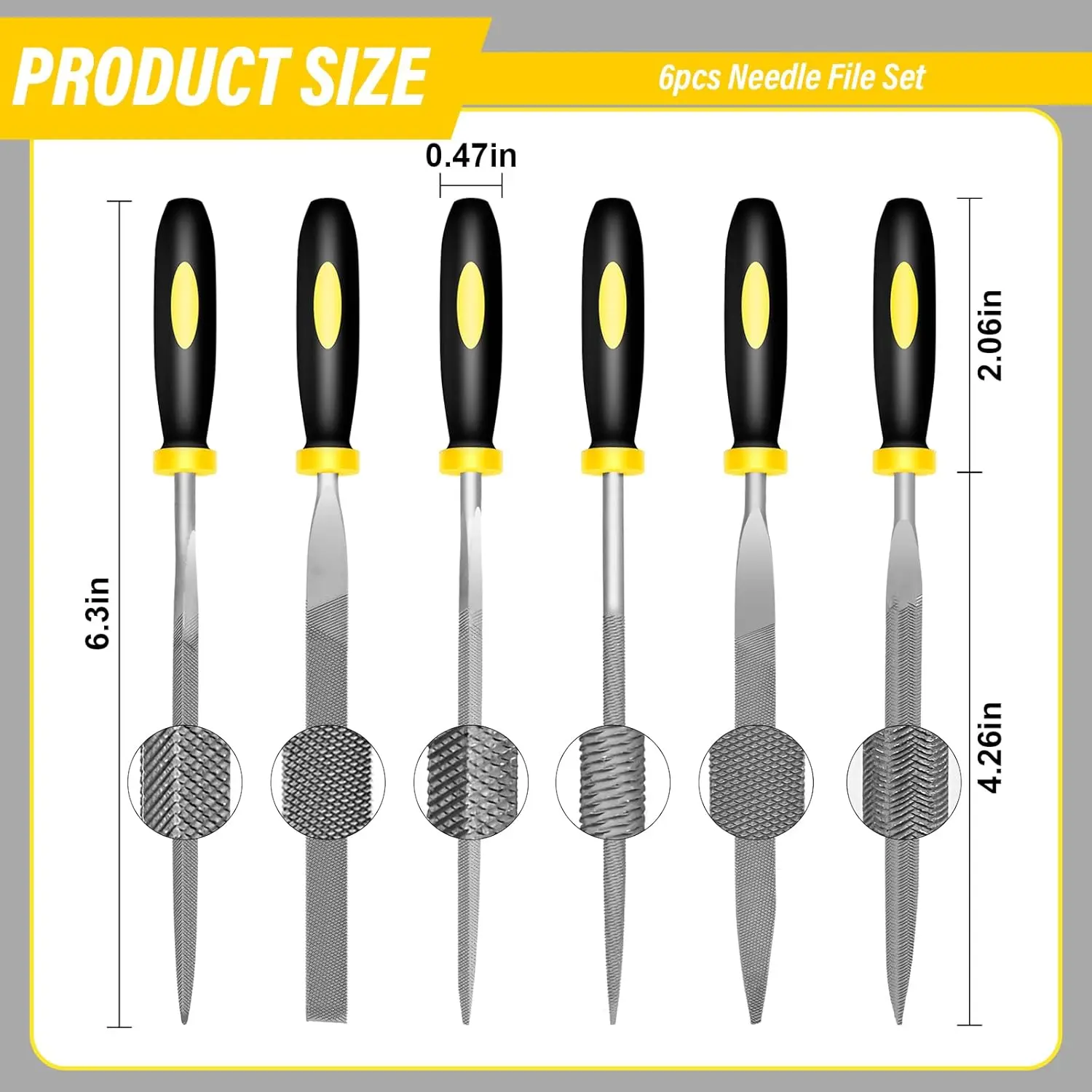 6pcs Metal Needle File Set, Mini Hand Metal Needle File Set, 3rd Generation Hardened Alloy Strength Steel Set.