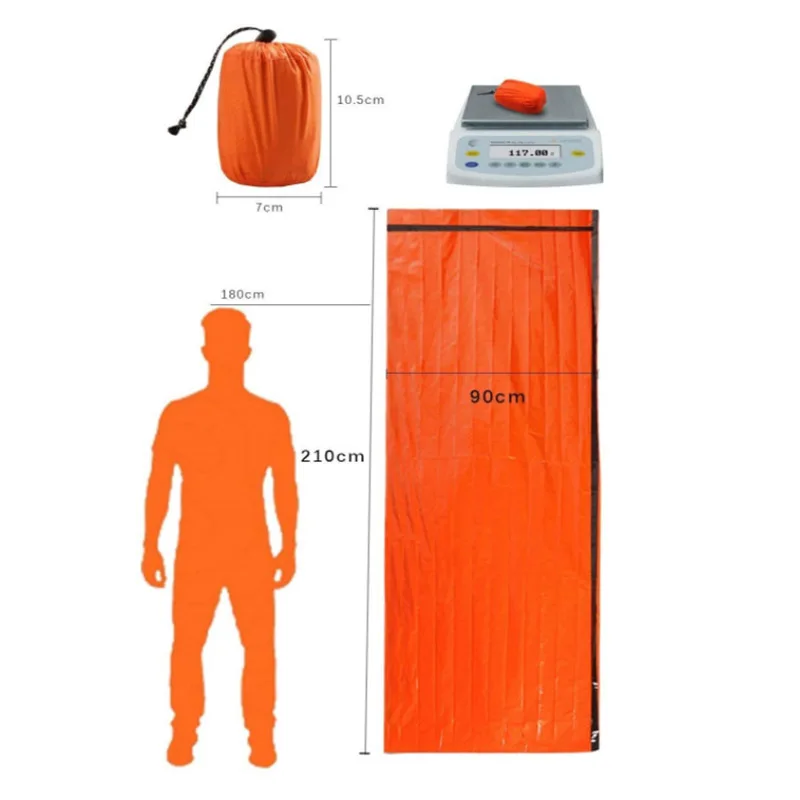 Portable Waterproof Emergency Survival Sleeping Bag Hiking Camping Gear Thermal Bivy Sack First Aid Rescue Kit Mylar Blanket emergency blanket survival tool first aid kit