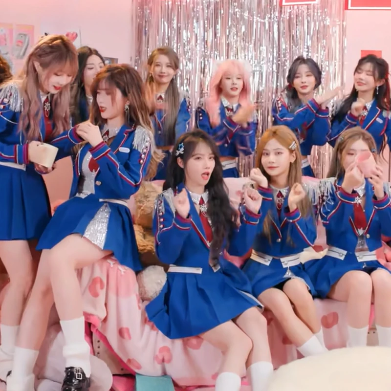 

Kpop Korean Women Group Jazz Dance Clothing Blue Coats Crop Tops Pleated Short Skirt Stage Costumes Nightclub Girls Rave Outfits