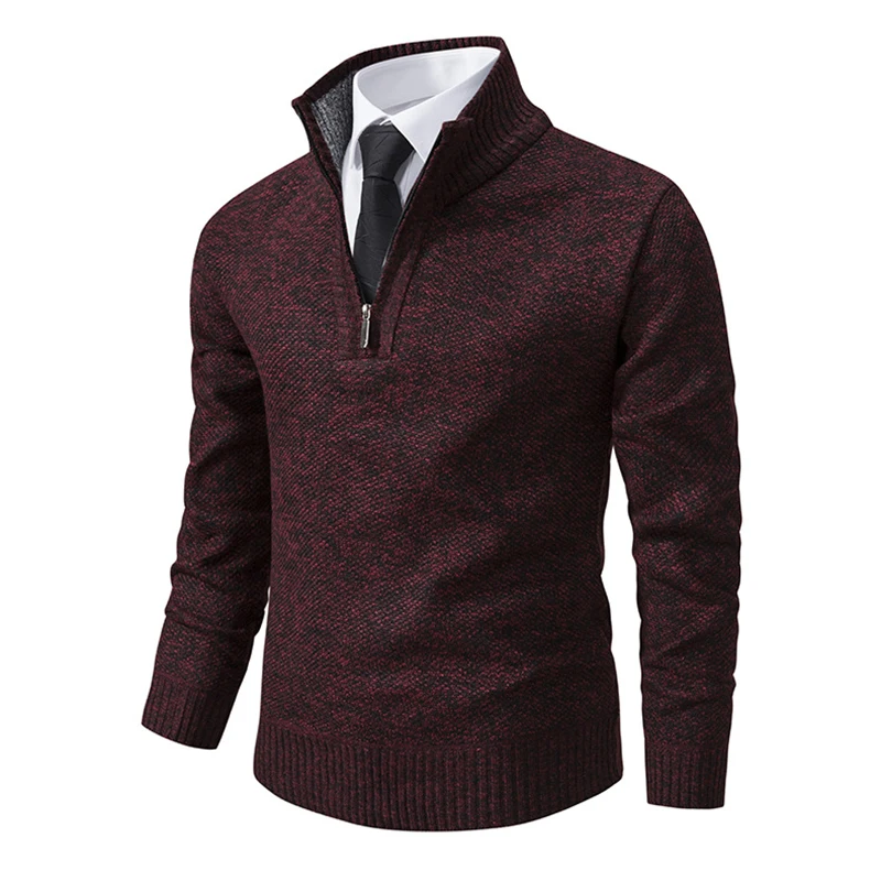 Turtleneck sweater Basic sweater Men pullover autumn winter stand collar zipper sweater