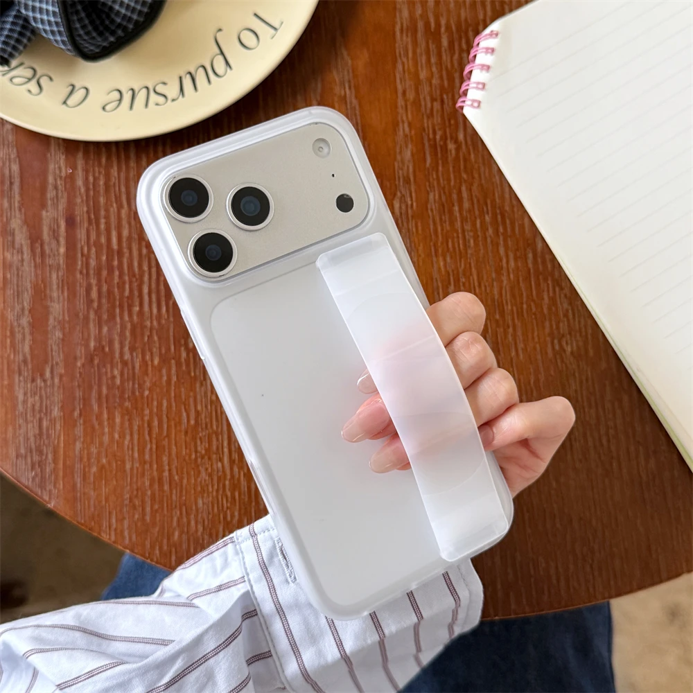 Luxury Solid Stretch Silicone Wrist Strap Case - Ultra Thin Matte Shockproof Cover