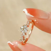 Creative Luxury Zircon Rings For Women Opening Adjustable Weave Rhinestone Ring Korean Engagement Wedding Jewelry Fashion 2