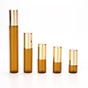 3/5/10ML Amber Glass Roller Perfume Bottle Empty Mini Roll on Gold Black Cap Cosmetics Sample Tube Thin Vials Refillable Bottle 1