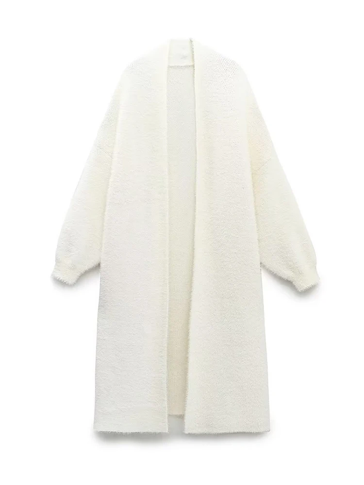 

PUWD Women Casual White Coat Casual Ladies Lapel Collar Long Sleeve solid outwear 2022 Fall Winter Female Mink Cashmere Coat