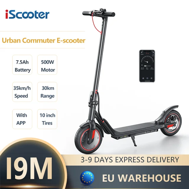 Trottinette électrique iScooter i9M 500W pour adultes, 36V 7.5Ah, vitesse maximale 35 km/h, application compatible, autonomie 30 km, trottinette urbaine 1