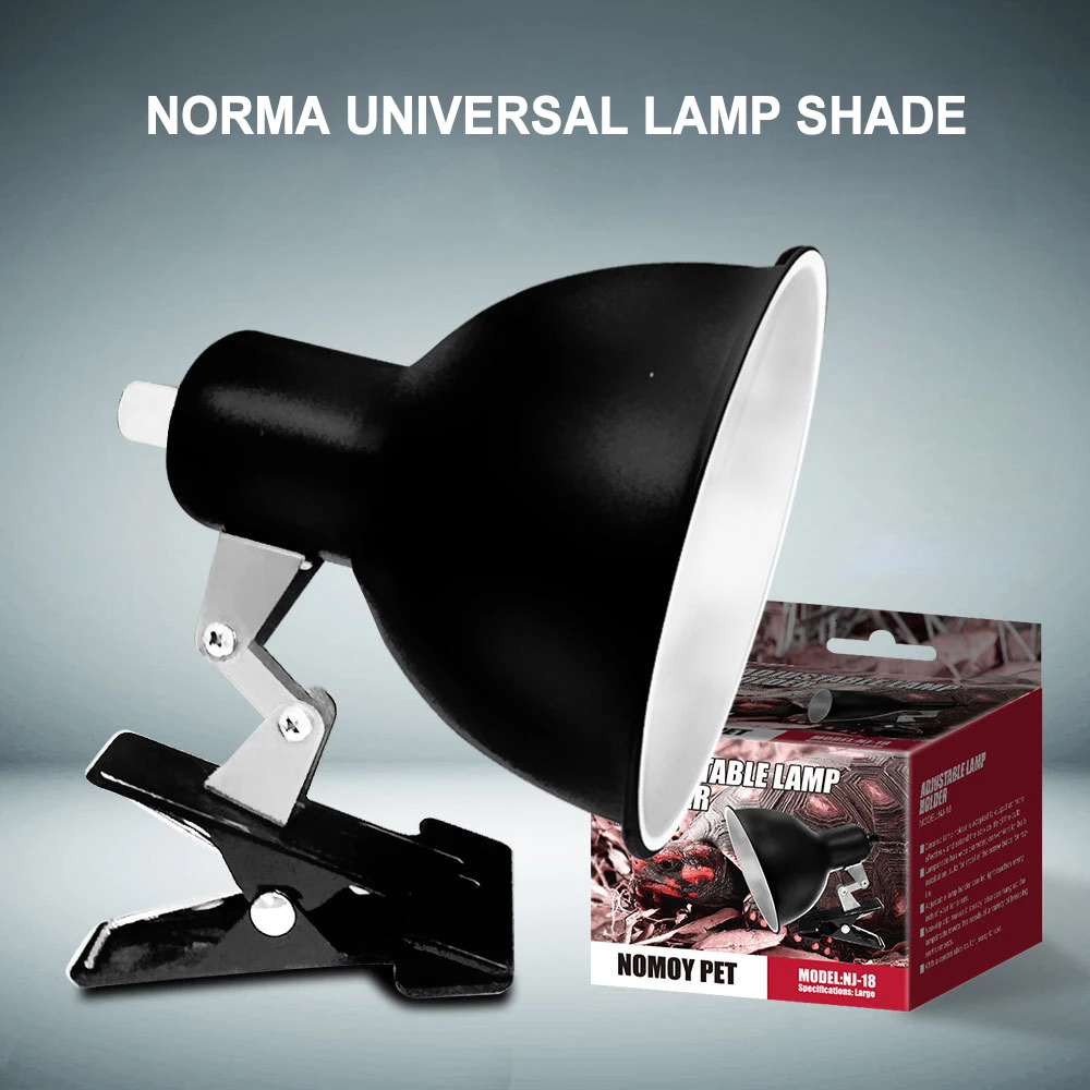 Reptile Ceramic Lamp Holder Adjustable Clip-on Metal Lampshade Calcium Supplement Heating Lamp Holder For Turtle Lizard Snake