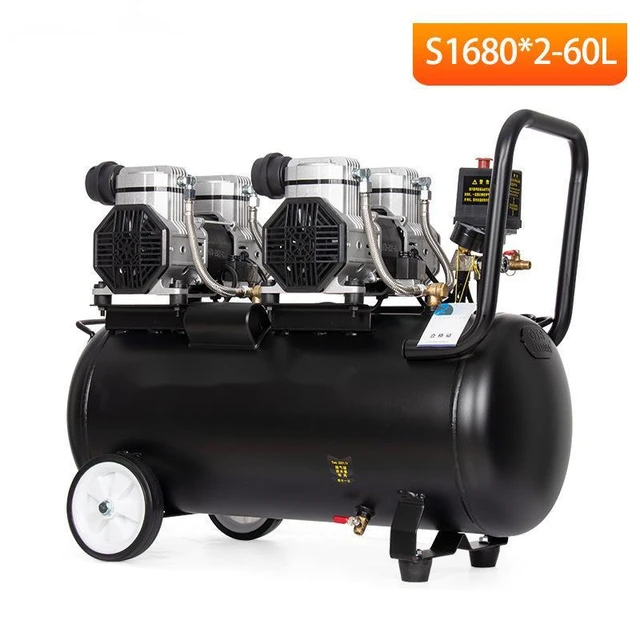 3360W 60L 280L/min 0.7Mpa Double Air Inlet Air Compressor Air Pump Oil-free  Black Carpenter Air Pump Paint Dental Auto Repair - AliExpress