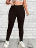 Plus Size Solid Elastic Waist Leggings Women's Solid Colour Casual Skinny Simple Comfortable Yoga Pants Leggings Fitness Pants 2