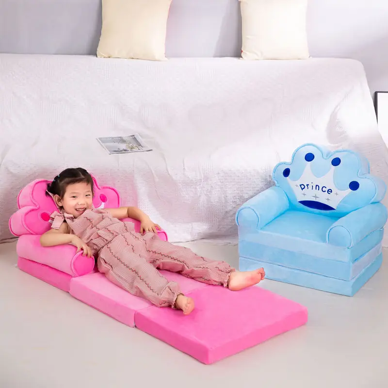 Zerodis Mignon Dessin Animé Pliable Enfants Canapé Enfant Canapé Dossier Fauteuil Petit Canapé-Lit 2 En 1 Pliable Enfants Canapé Court En Peluche Lit Enfants Canapé Chaise Pour Salon (Rose