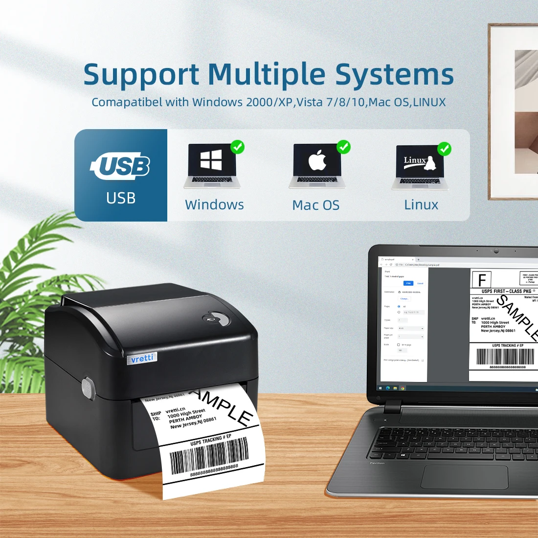 Vretti 420B USB Direct Thermal Label Printer Express Supermarket