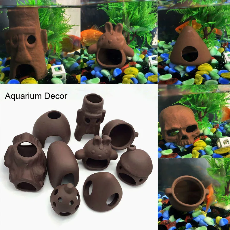 Ceramic Aquarium Decoration Fish Shrimps Shelter House Pottery Scorpion House Canister Simulation Stone Fish Tank Decor Great