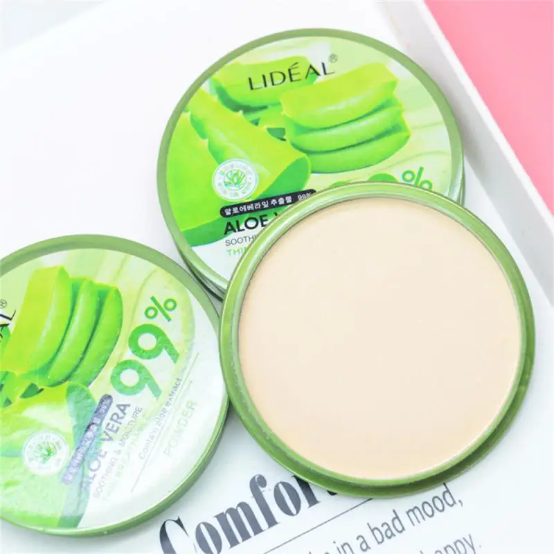 Pressed Powder Foundation 99% Aloe Vera Softening Waterproof Moisturizing Concealer Fixed Make Up Oil Control Facial Cosmetics