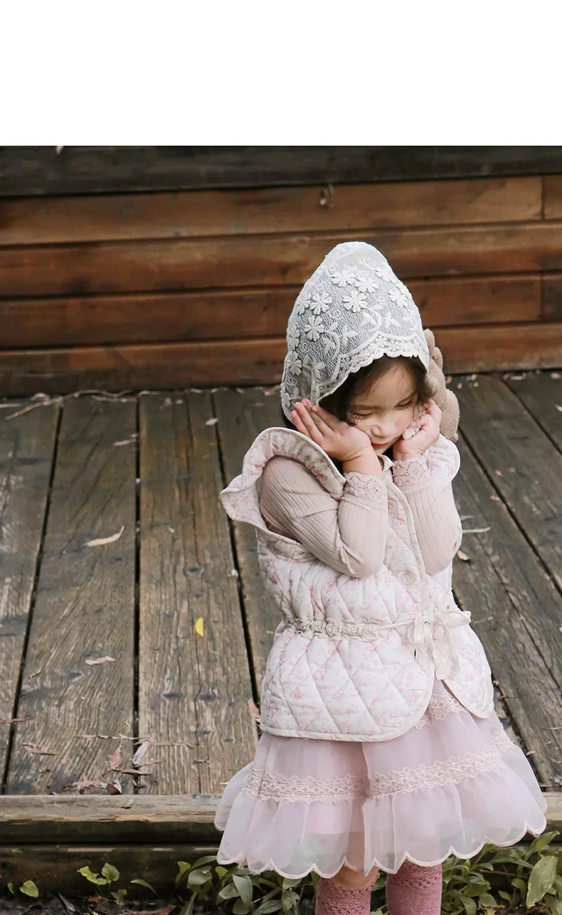 Children Vest Children Vest Waistcoat for Girls Autumn and Winter Korean Fashion Floral Cotton Sweet Cute Solid Color Single Breasted