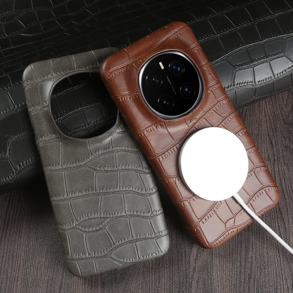 Magnetic Leather Case with Wireless Charging Compatibility