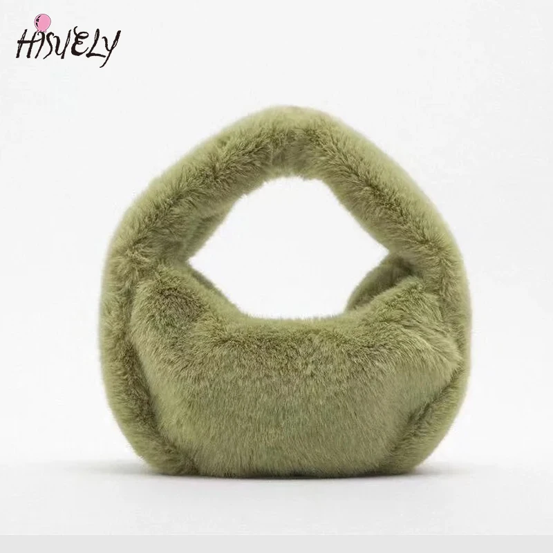 

Luxury Designer Faux Fur Tote Handbags for Women 2023 New Winter Shopper Ladies Furry Plush Shoulder Bag Female Top Handle Bags