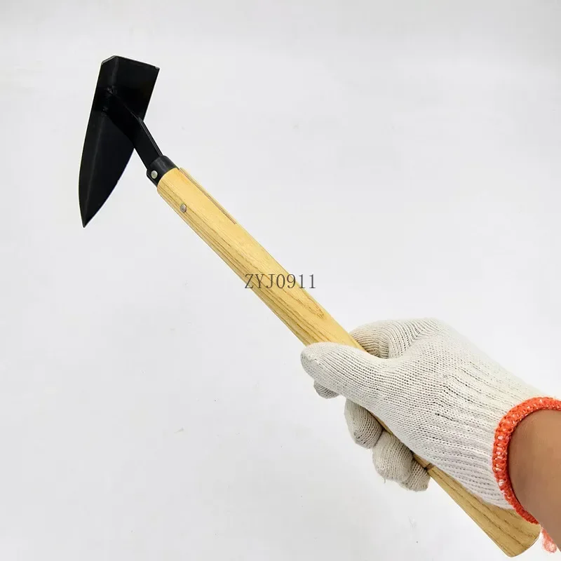 All Steel Toon Wooden Handle Small Triangular Wooden Hoe Outdoor Archaeological Weeding and Fertilization Pointed Hoe 3