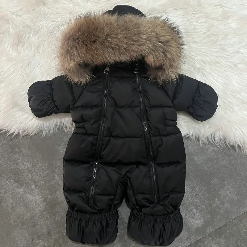 Children's Fleece-lined Thickened Cotton-Padded Hooded Boys and Girls Skiing Jumpsuit