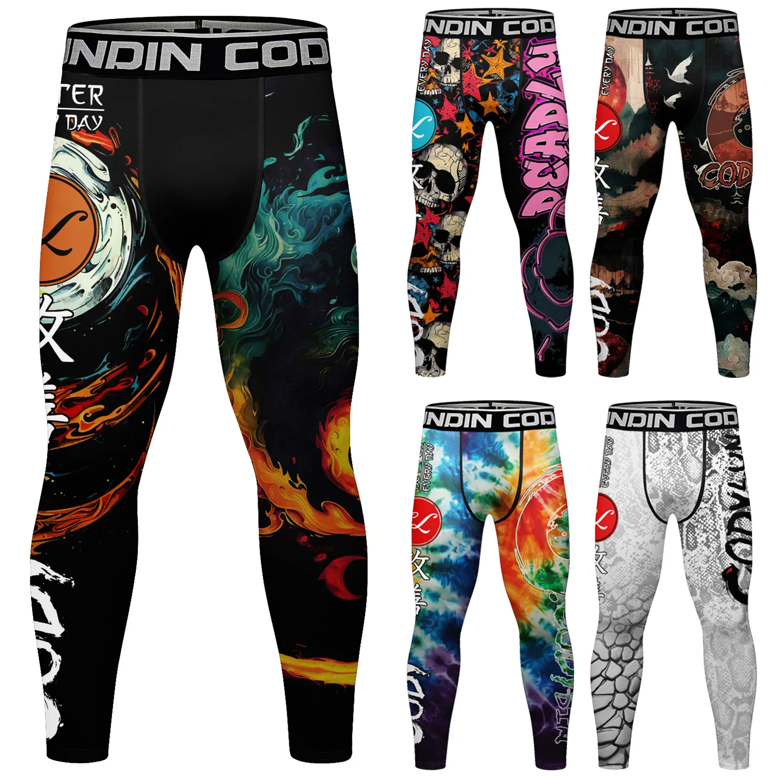 Customized Quick Dry 3D Printed Running Tights Men Compression Sports Leggings Gym Fitness Pants Workout Training Bottoms