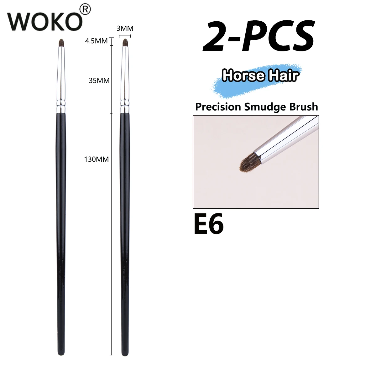 Detail Eye Shadow Brush Makeup Brush Smudge Eyeliner Smudge Brush Horse Hair Round Head Precise Eyeshadow  Makeup Tool 6