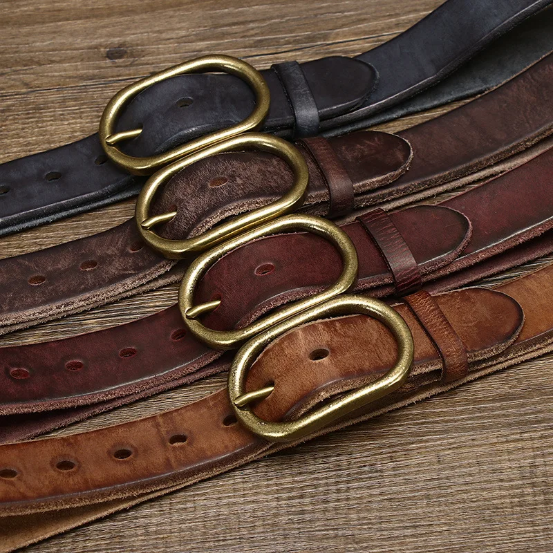 

for Men Top full grain Leather Strap High Quality Strap Vintage 3.7CM Men Belts Luxury Brand Cowskin Genuine Leather Belts