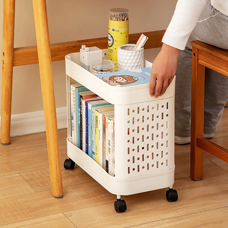 Simple Multifunction Removable Trolley Storage Rack Under Desk Floor Desk Sewn A4 Documents Magazine Book Organizer Storage Rack