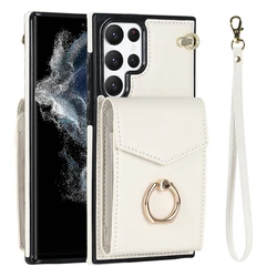 Elegant Leather Wallet Case - Premium Luxury Design Cover - Galaxy S22 Ultra (White)